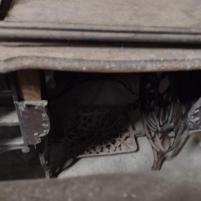 Vintage Sewing Machine Cabinet with Cast Iron Treadle Base