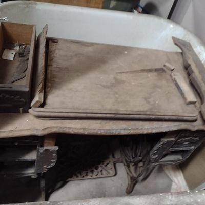 Vintage Sewing Machine Cabinet with Cast Iron Treadle Base