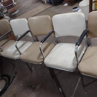 Vintage Connected Metal Frame Lobby Chairs- Bank of Five