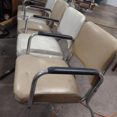 Vintage Connected Metal Frame Lobby Chairs- Bank of Five