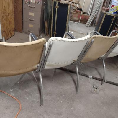 Vintage Connected Metal Frame Lobby Chairs- Bank of Five