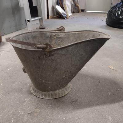 Vintage Galvanized Metal Ash Bucket (Choice A)