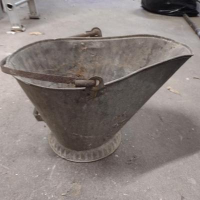Vintage Galvanized Metal Ash Bucket (Choice A)