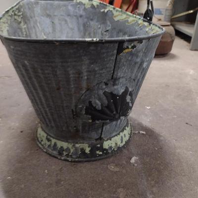 Galvanized Metal Ash Bucket (Choice B)