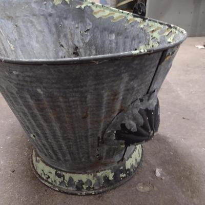 Galvanized Metal Ash Bucket (Choice B)