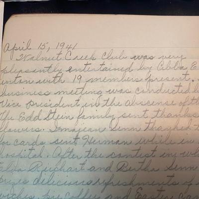 Vintage 1941 Walnut Creek Club Minutes