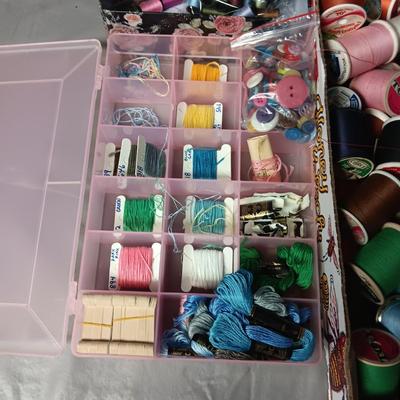 SEWING AND EMBROIDERY THREAD, BUTTONS AND PINS