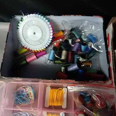 SEWING AND EMBROIDERY THREAD, BUTTONS AND PINS