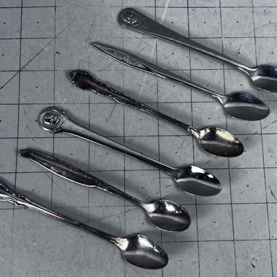 6 Stainless And Silver Plated Baby Spoons 