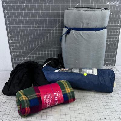 Sleeping Pad, Pup Tent, Fleece Blanket and Hammock