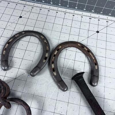 Rusty Metal - Hook, RR Spike, Horse Show