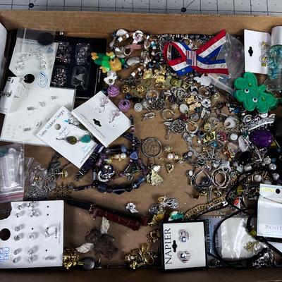 Tray of Jewelry Mostly Earrings