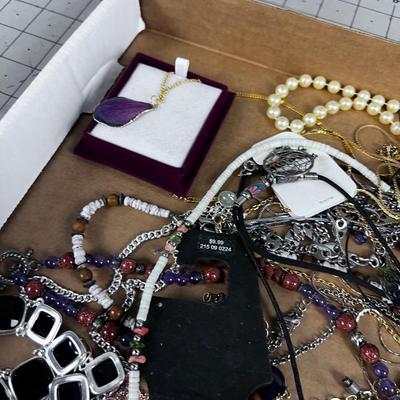 Tray of Jewelry Mostly Necklace & Bracelets 