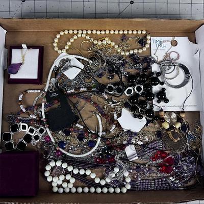 Tray of Jewelry Mostly Necklace & Bracelets 