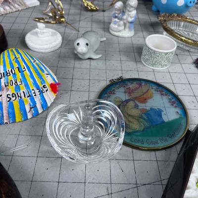 Decorative Items Large LOT; Sail Boat, Humming Bird and Piggy Bank