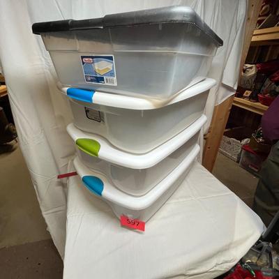 4 flat storage totes