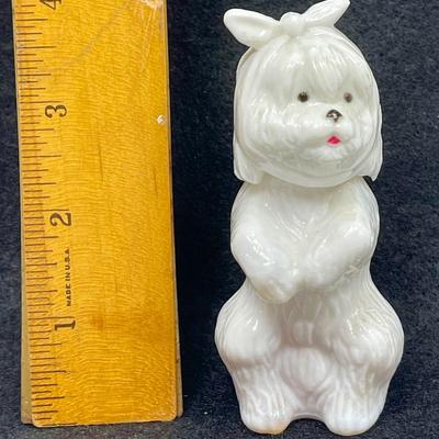 Vintage Milk Glass Dog Figurine Avon Cologne Bottle