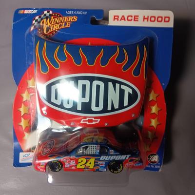 NASCAR WINNER'S CIRCLE RACE HOOD AND TINY DIE CAST REPLICA
