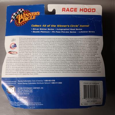 NASCAR WINNER'S CIRCLE RACE HOOD AND TINY DIE CAST REPLICA