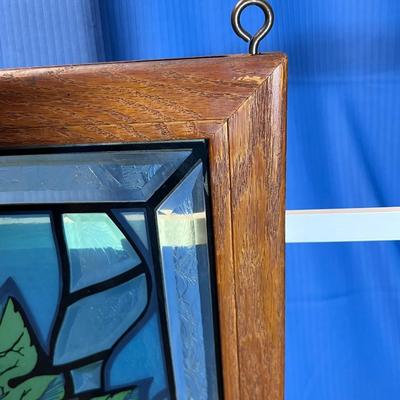 Rare Vintage Plastic Stained Glass Michelob Panel Wood Frame (1 of 2)