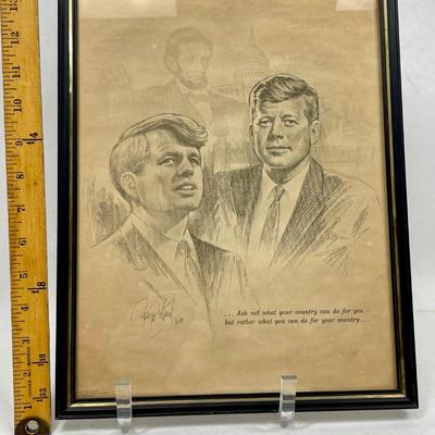 John F Kennedy framed sketch