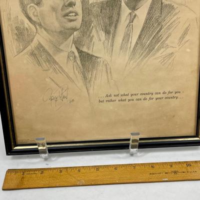 John F Kennedy framed sketch