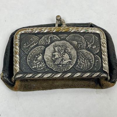 Vintage pocket-Sized Coin Purse with Roman Coin Design on Cover