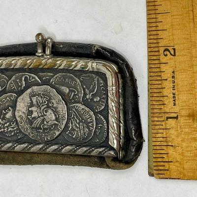 Vintage pocket-Sized Coin Purse with Roman Coin Design on Cover