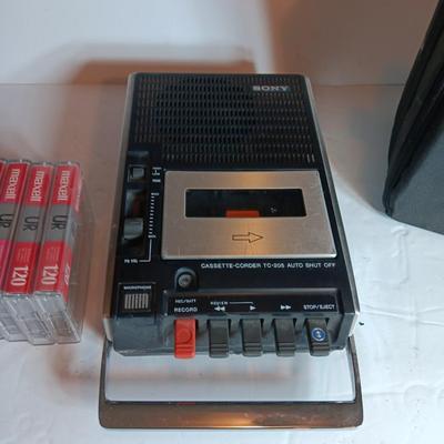 Sony portable cassette-corder TC-205 with cassettes and cassette case