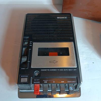 Sony portable cassette-corder TC-205 with cassettes and cassette case