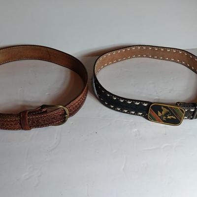 Two top grain leather belts size 34 with Harmony Metal Colorado USA Eagle buckle