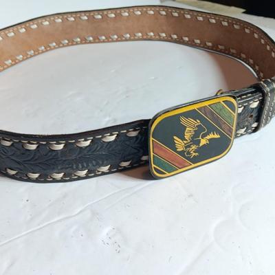 Two top grain leather belts size 34 with Harmony Metal Colorado USA Eagle buckle