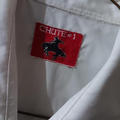 Two Men's western pearl snap shirts -Chute # 1 H-Bar C Ranchwear 15 1/5 - 34