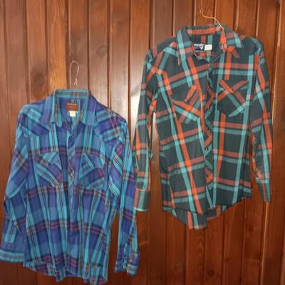 Men's western pearl snap shirts Wrangler & Rustler 34/35