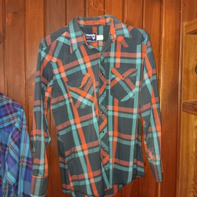 Men's western pearl snap shirts Wrangler & Rustler 34/35