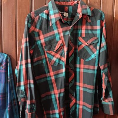 Men's western pearl snap shirts Wrangler & Rustler 34/35
