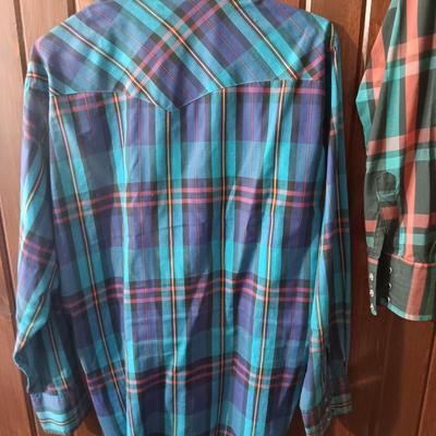 Men's western pearl snap shirts Wrangler & Rustler 34/35