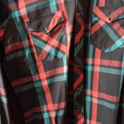 Men's western pearl snap shirts Wrangler & Rustler 34/35