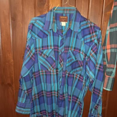 Men's western pearl snap shirts Wrangler & Rustler 34/35