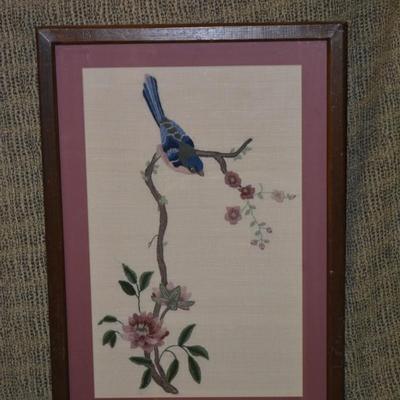 Vintage Framed & Matted Bird Needlepoint