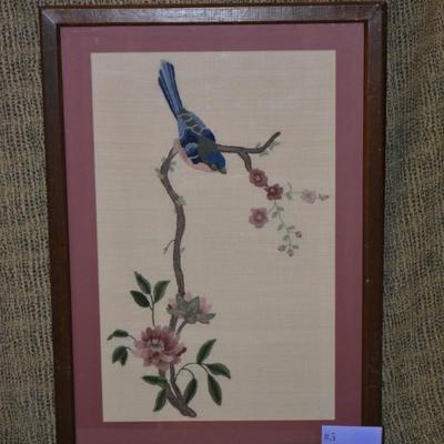 Vintage Framed & Matted Bird Needlepoint