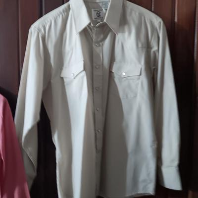 Two men's pearl snap western shirts Karman 35 & Corral West Ranchwear Size Large