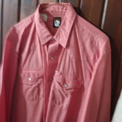Two men's pearl snap western shirts Karman 35 & Corral West Ranchwear Size Large