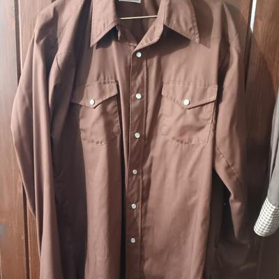 Two vintage pearl snap western style men's western shirts - H bar C Ranchwear & Panhandle size 35