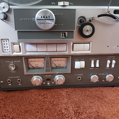 Akai Cross Field X-355 Vintage Solid State Reel-to-Reel Tape Recorder with tapes and accessories