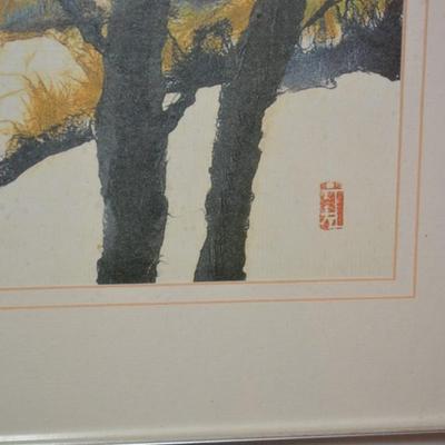 Set of 2 Asian Art Prints in Ornate Silver Tone Frames