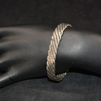 925 Sterling Hammered Link Cuff Bracelet 25.9g