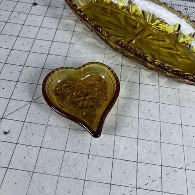 2 VINTAGE Amber Cut Glass 