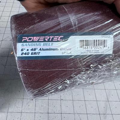 TOOLS: 6 X 48" Sanding Belts (9) Total 3 different Grits 