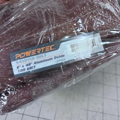 TOOLS: 6 X 48" Sanding Belts (9) Total 3 different Grits 